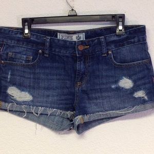 Pink by Victoria Secret distressed denim shorts